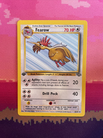 Pokemon Card Fearow Jungle 1st Edition Uncommon 36/64 Near Mint
