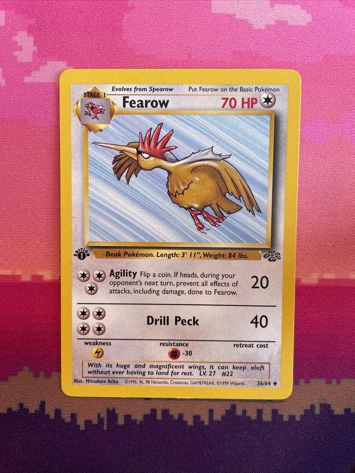 Pokemon Card Fearow Jungle 1st Edition Uncommon 36/64 Near Mint