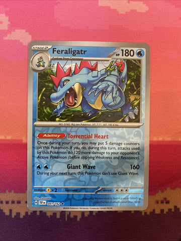 Pokemon Card Feraliagtr Temporal Forces Reverse Holo Rare 041/162 Near Mint