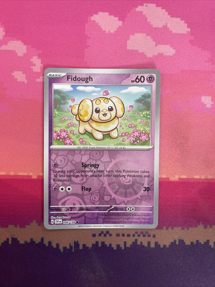 Pokemon Card Fidough Scarlet & Violet Base Set Reverse Holo 098/198 Near Mint
