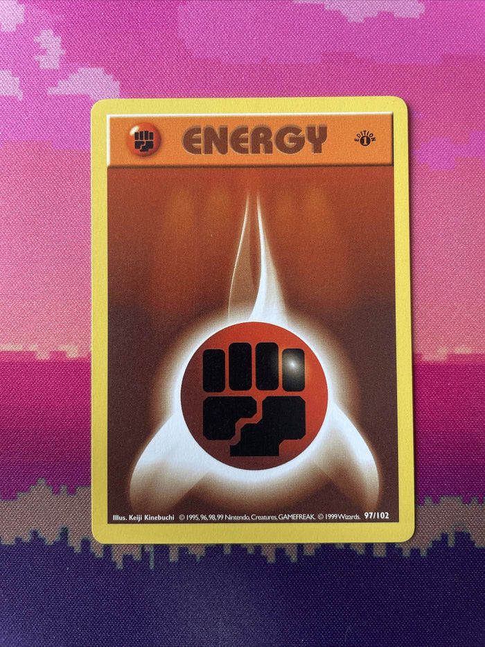 Pokemon Card Fighting Energy Base Set 1st Edition 97/102 Near Mint