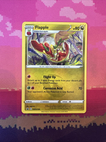 Pokemon Card Flapple SWSH189 Black Star Promo Cosmo Holo Near Mint