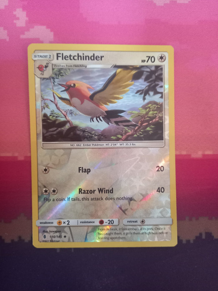 Pokemon Card Fletchinder 110/145 Reverse Holo Guardians Rising Near Mint