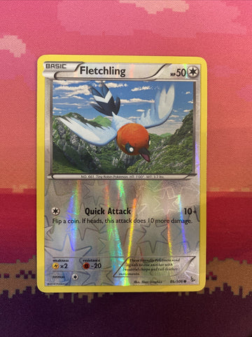 Pokemon Card Fletchling Flashfire Reverse Holo Common 86/106 Near Mint