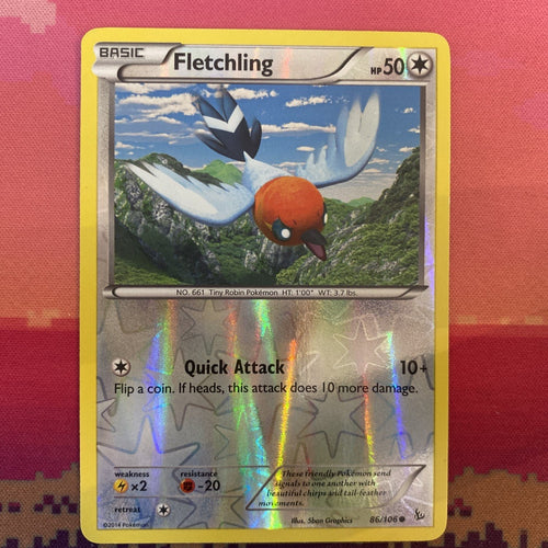 Pokemon Card Fletchling Flashfire Reverse Holo Common 86/106 Near Mint