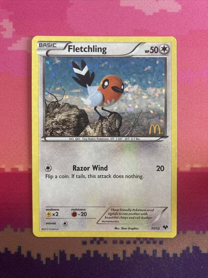 Pokemon Card Fletchling McDonald's 2014 Holo 11/12 Near Mint