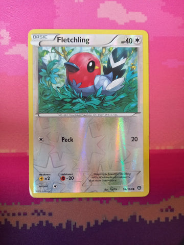 Pokemon Card Fletchling Steam Siege Reverse Holo Common 94/114 Near Mint