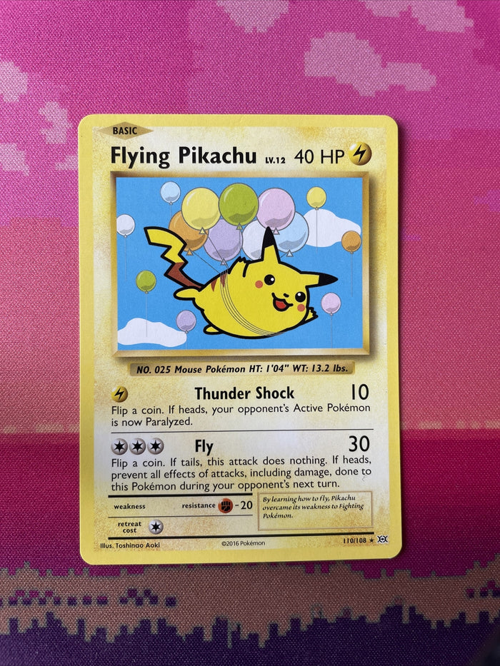 Pokemon Card Flying Pikachu Evolutions Secret Rare 110/108 Near Mint
