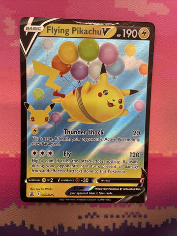 Pokemon Card Flying Pikachu V 006/025 Ultra Rare Celebrations Near Mint