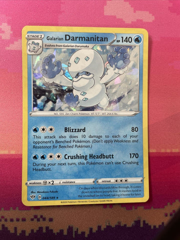 Pokemon Card Galarian Darmanitan Darkness Ablaze Cracked Ice 044/189 Near Mint