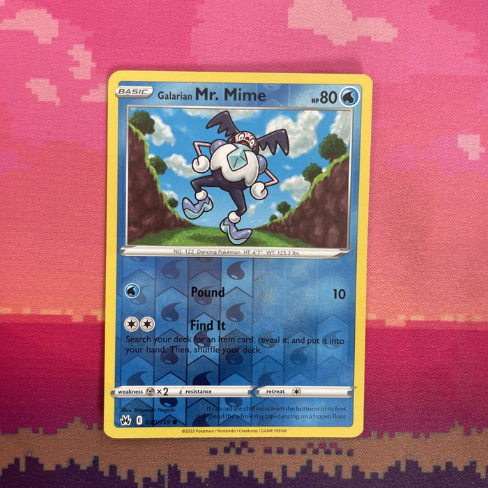 Pokemon Card Galarian Mr. Mime Crown Zenith Reverse Holo Common 030/159 NM
