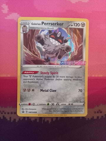 Pokemon Card Galarian Perrserker SWSH008 Black Star Promo Near Mint