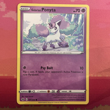 Pokemon Card Galarian Ponyta Sword & Shield Common 081/202 Near Mint