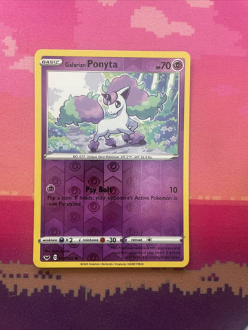Pokemon Card Galarian Ponyta Sword & Shield Reverse Holo 081/202 Near Mint
