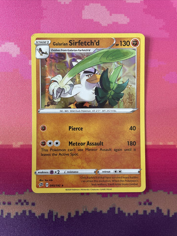 Pokemon Card Galarian Sirfetch'd Rebel Clash Holo Rare 095/192 Near Mint