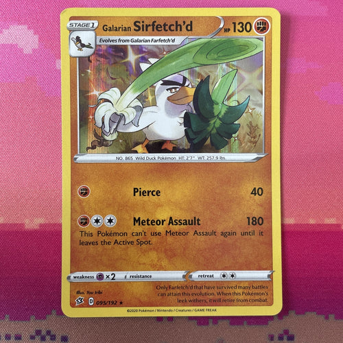 Pokemon Card Galarian Sirfetch'd Rebel Clash Holo Rare 095/192 Near Mint
