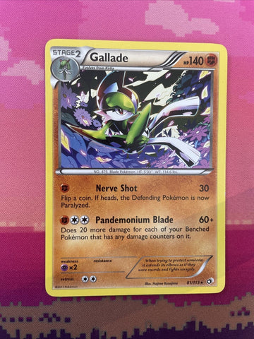 Pokemon Card Gallade Legendary Treasures Rare 81/113 Near Mint
