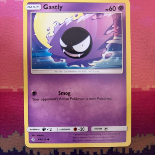Pokemon Card Gastly Unbroken Bonds Common 68/214 Near Mint