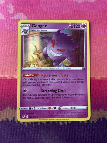 Pokemon Card Gengar Lost Origin Holo Rare 066/196 Near Mint