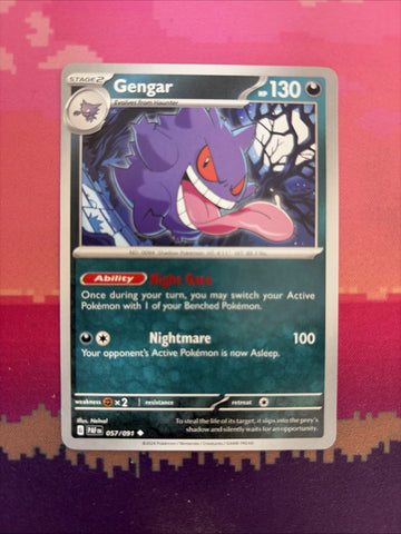 Pokemon Card Gengar Paldean Fates Uncommon 057/091 Near Mint