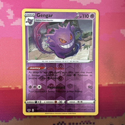 Pokemon Card Gengar Sword & Shield Reverse Holo Rare 085/202 Near Mint