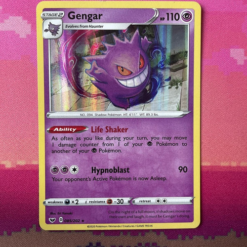 Pokemon Card Gengar Sword & Shield Holo Rare 085/202 Near Mint