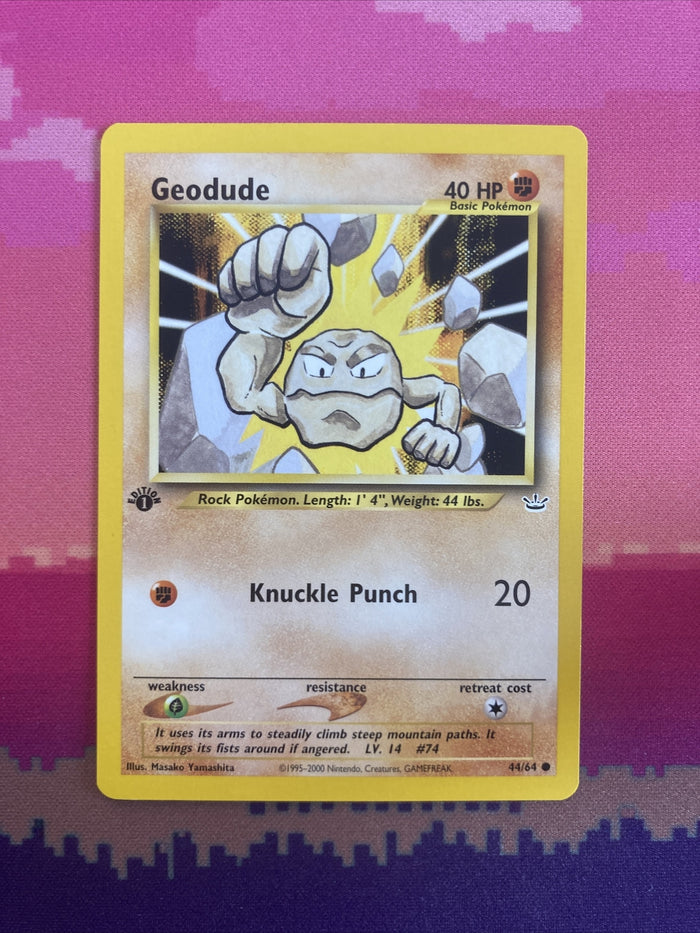 Pokemon Card Geodude Neo Revelation 1st Edition Common 44/64 Near Mint