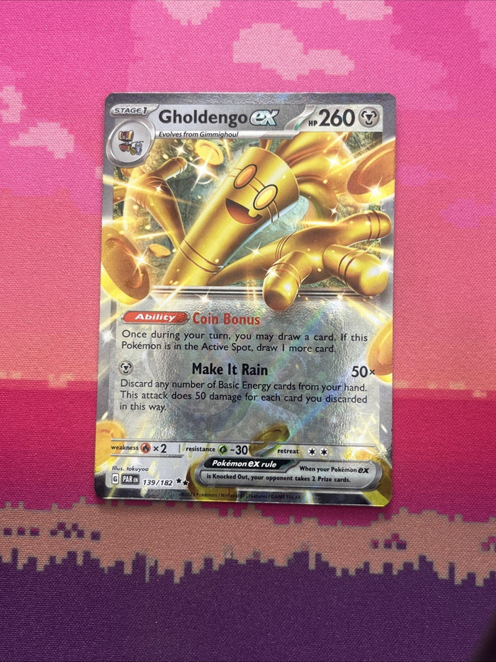 Pokemon Card Gholdengo ex 139/182 Double Rare Paradox Rift Near Mint
