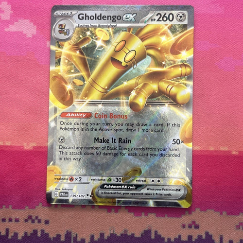 Pokemon Card Gholdengo ex 139/182 Double Rare Paradox Rift Near Mint