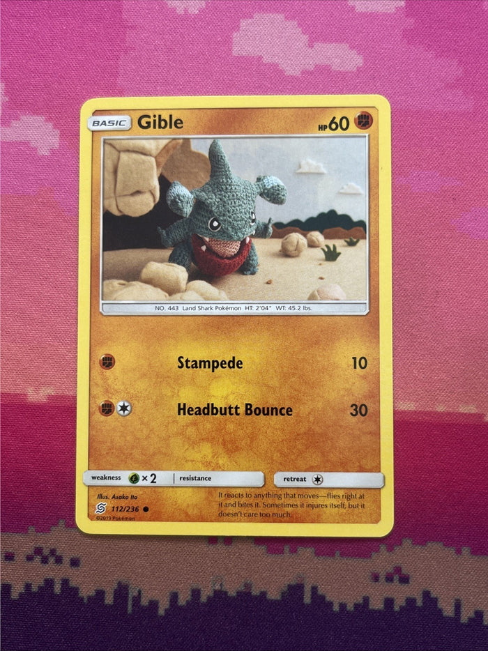 Pokemon Card Gible Unified Minds Common 112/236 Near Mint