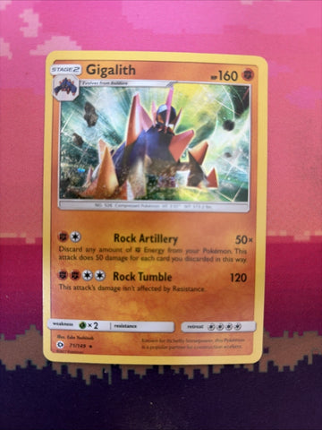 Pokemon Card Gigalith Sun & Moon Cosmo Holo Rare 71/149 Near Mint