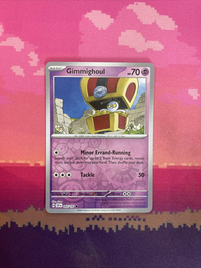 Pokemon Card Gimmighoul Surging Sparks Reverse Holo Common 097/191 Near Mint