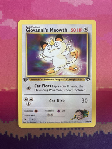 Pokemon Card Giovanni's Meowth Gym Challenge 1st Edition Common 74/132 NM