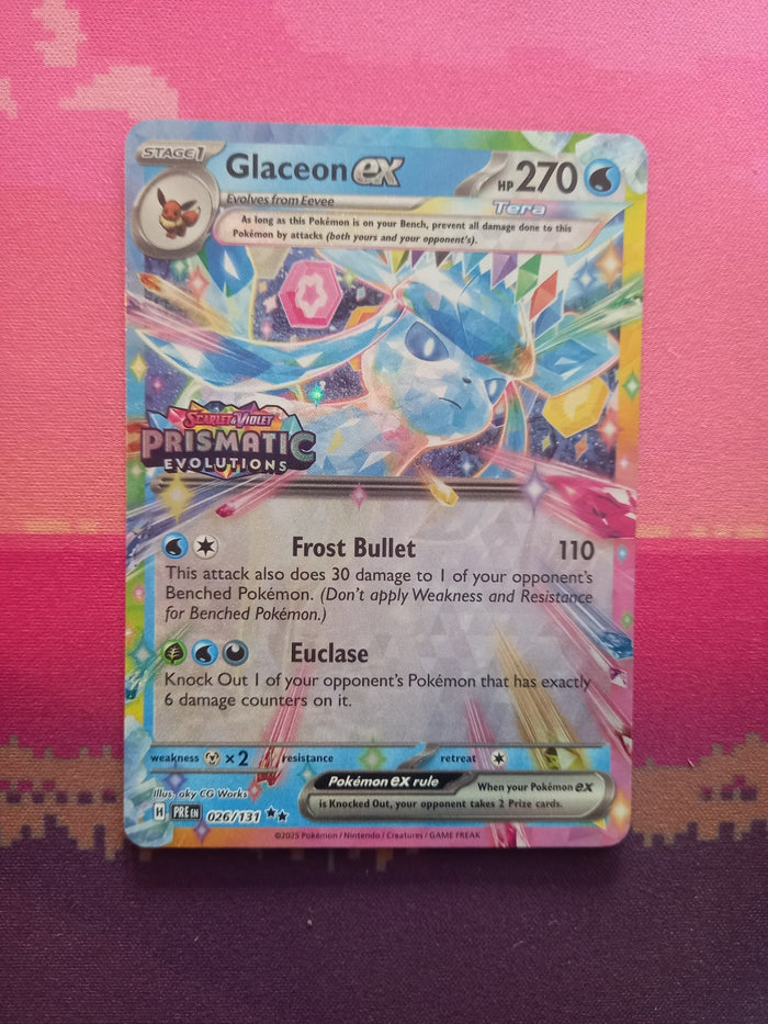 Pokemon Card Glaceon ex 026/131 STAMPED Prismatic Evolutions Near Mint