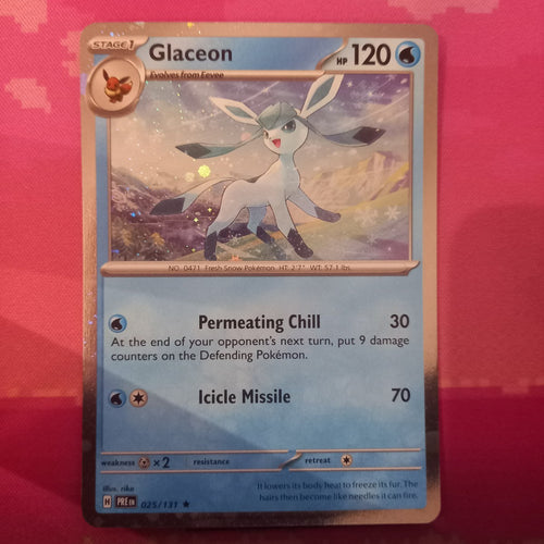 Pokemon Card Glaceon Prismatic Evolutions Cosmo Holo Rare 025/131 Near Mint