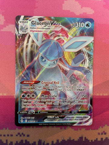 Pokemon Card Glaceon VMAX 041/203 Ultra Rare Fusion Strike  Near Mint