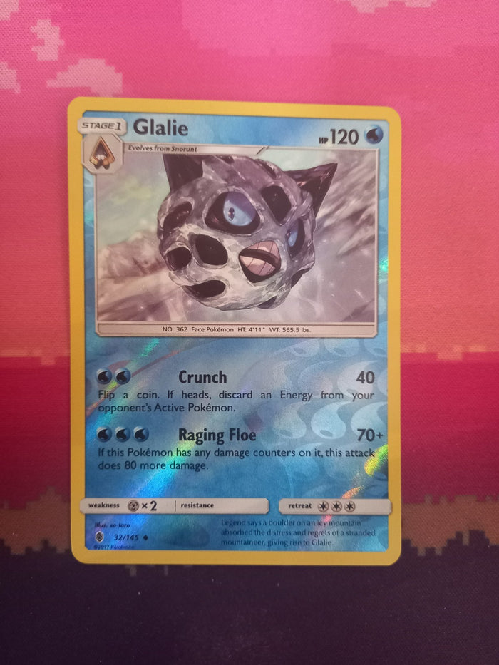 Pokemon card Glalie 32/145 Reverse Holo Guardians Rising Near Mint
