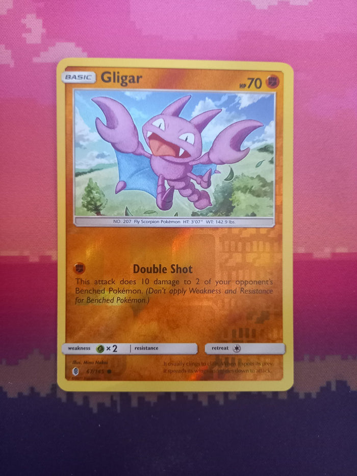 Pokemon card Gligar 67/145 Reverse Holo Guardians Rising Near Mint