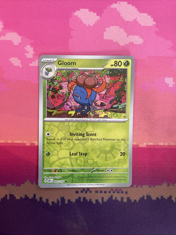 Pokemon Card Gloom Obsidian Flames Reverse Holo Common 002/197 Near Mint
