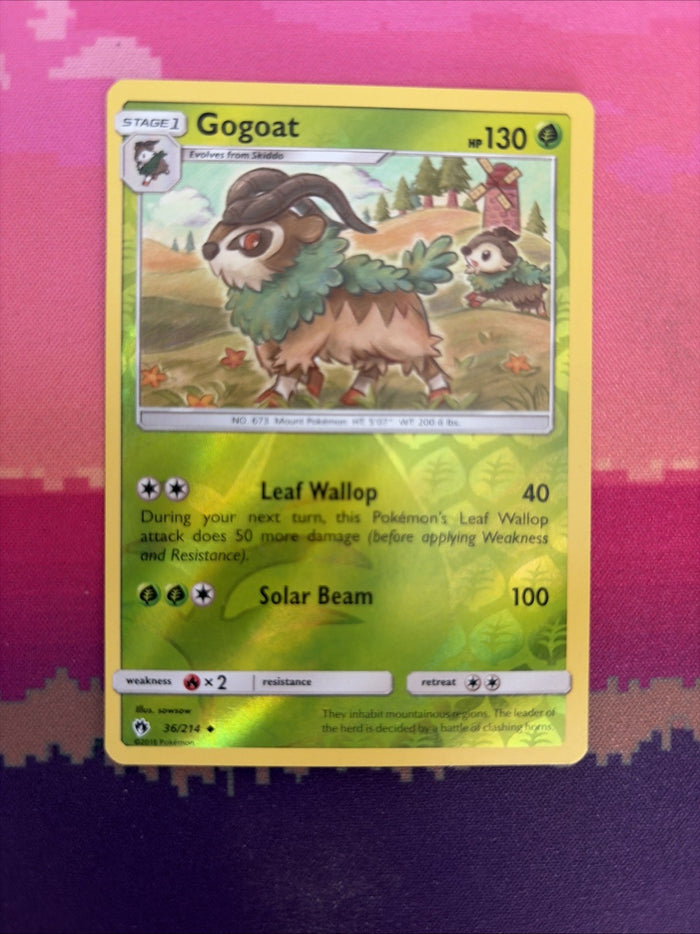 Pokemon card Gogoat 36/214 Reverse Holo Lost Thunder Near Mint