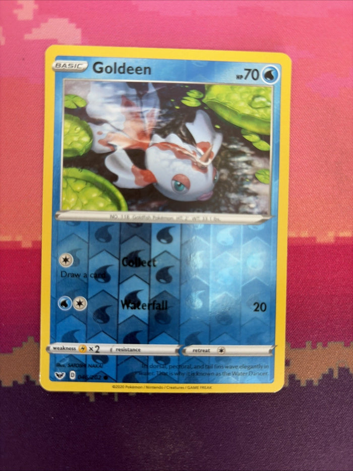Pokemon Card Goldeen Sword & Shield Reverse Holo Common 046/202 Near Mint