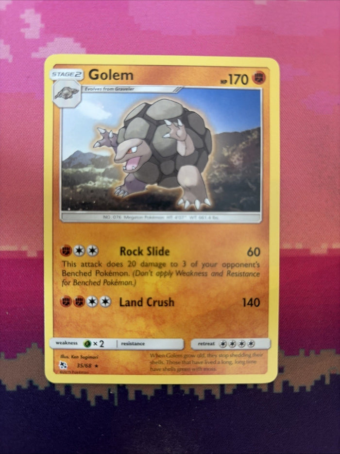 Pokemon Card Golem Hidden Fates Rare 35/68 Near Mint