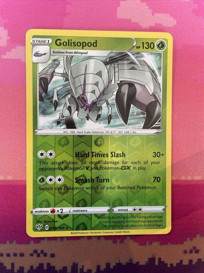 Pokemon Card Golisopod Darkness Ablaze Reverse Holo 018/189 Near Mint
