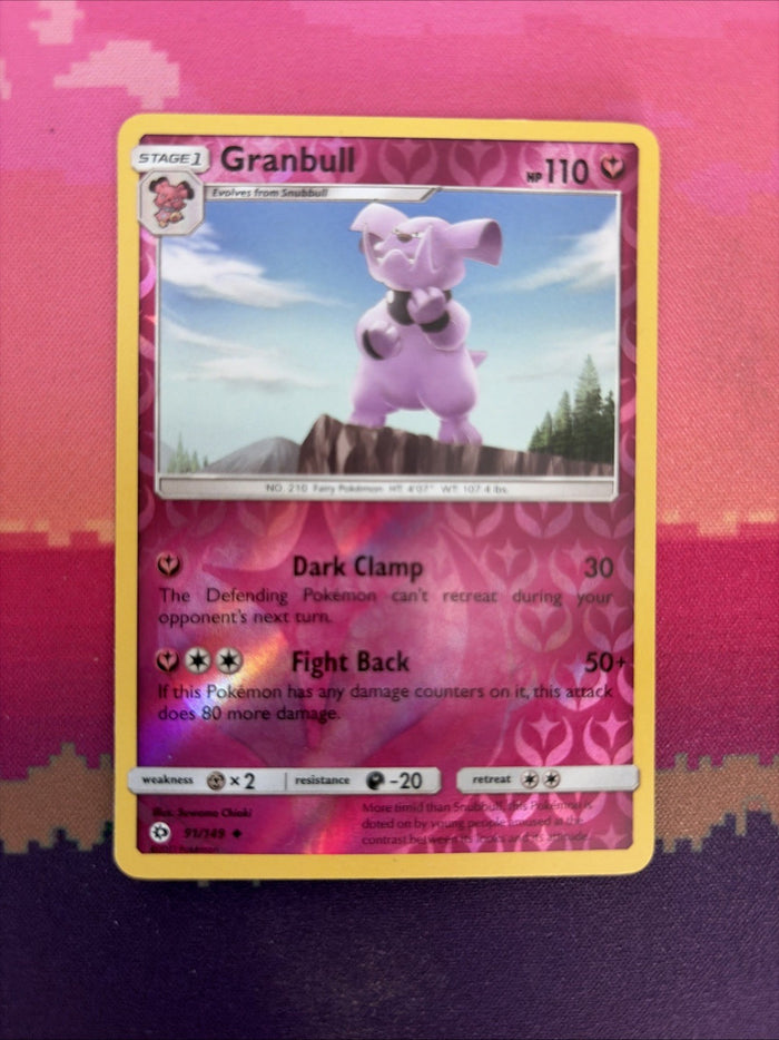 Pokemon Card Granbull Sun & Moon Reverse Holo Uncommon 91/149 Near Mint