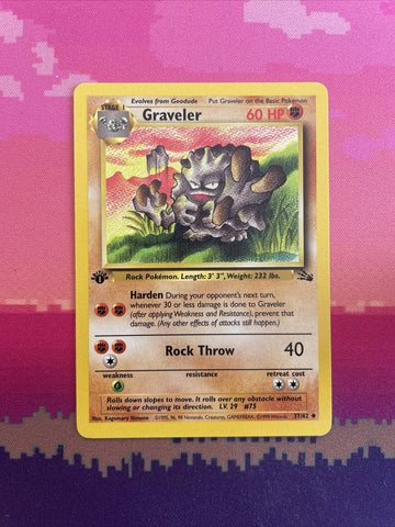 Pokemon Card Graveler Fossil 1st Edition Uncommon 37/62 Near Mint