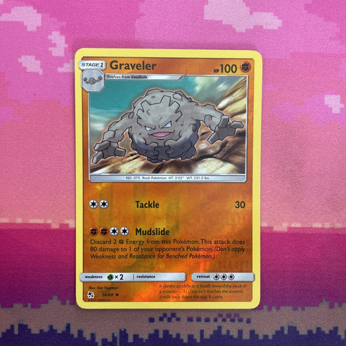 Pokemon Card Graveler Hidden Fates Reverse Holo Uncommon 34/68 Near Mint