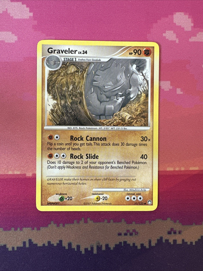 Pokemon Card Graveler Mysterious Treasures Uncommon 51/123 Near Mint