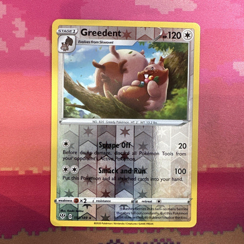 Pokemon Card Greedent Darkness Ablaze Reverse Holo Rare 153/189 Near Mint