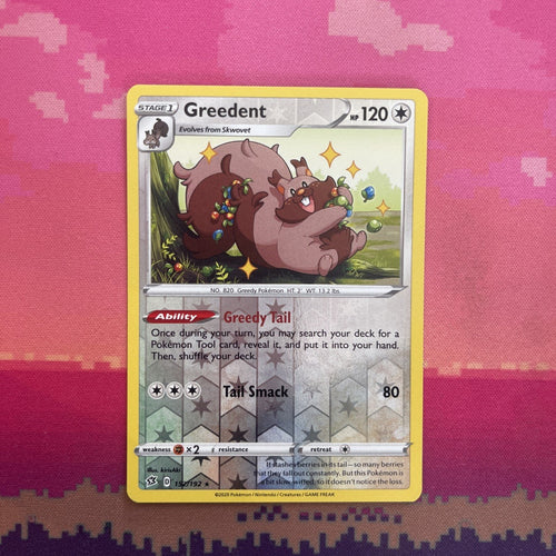 Pokemon Card Greedent Rebel Clash Reverse Holo Rare 152/192 Near Mint