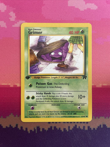 Pokemon Card Grimer Team Rocket 1st Edition Common 57/82 Near Mint